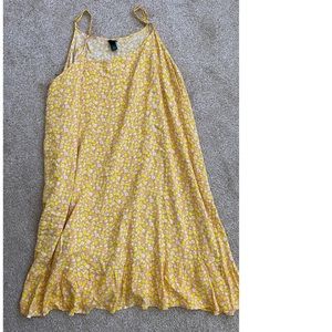 Yellow flower flowy dress